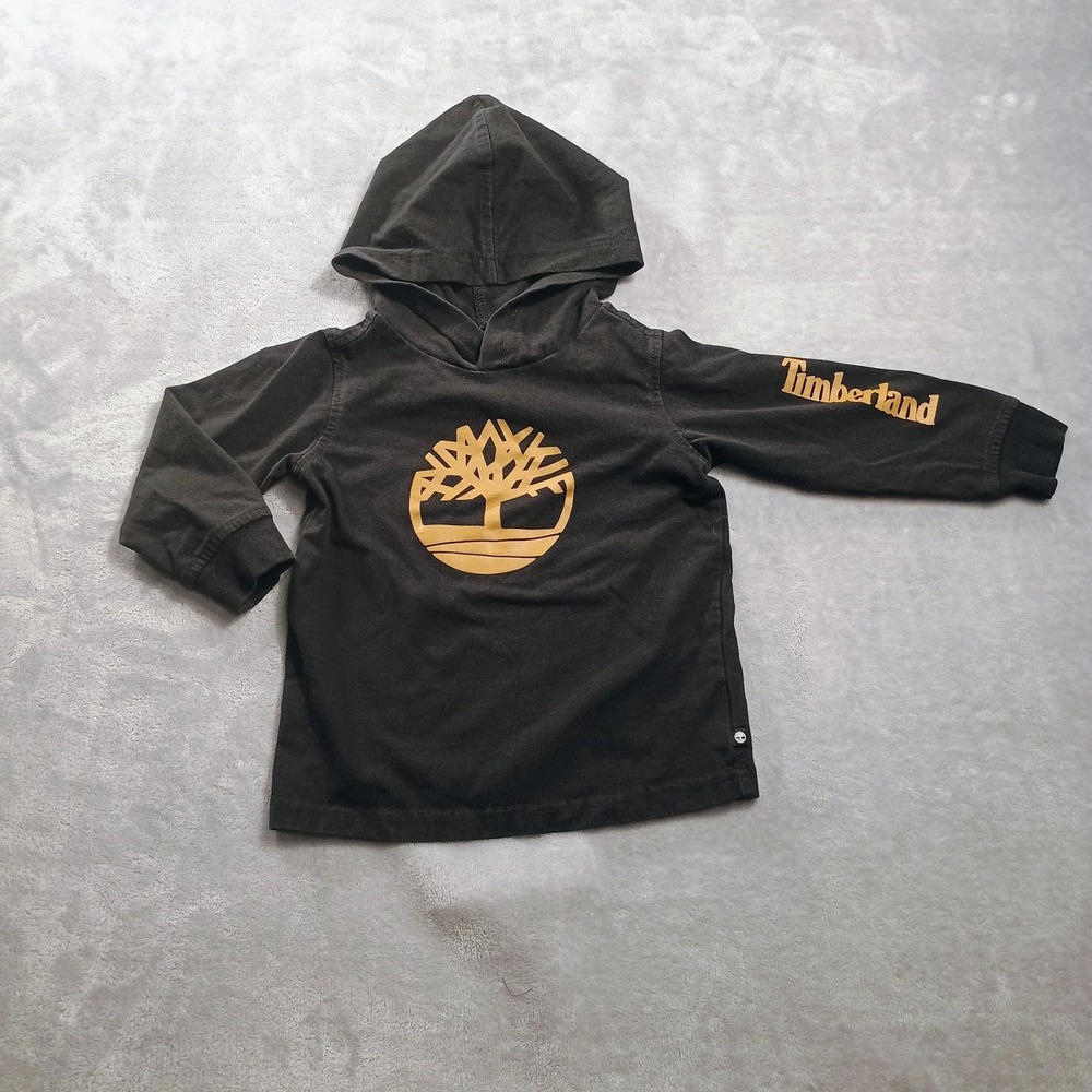 Timberland Shirt Boys 18-24 Months Black Hooded Long Sleeve Tree Logo Top‎